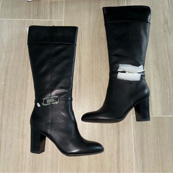 IMAN Black Leather Boots 9.5W - Picture 1 of 6